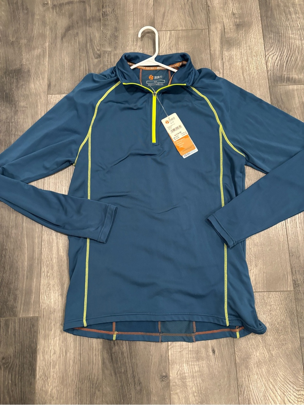 Men’s Long Sleeve active shirt - Blue with Lime Accents